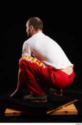 Whole Body Man White Shoes Shirt Slim Kneeling Panties Bearded Studio photo references